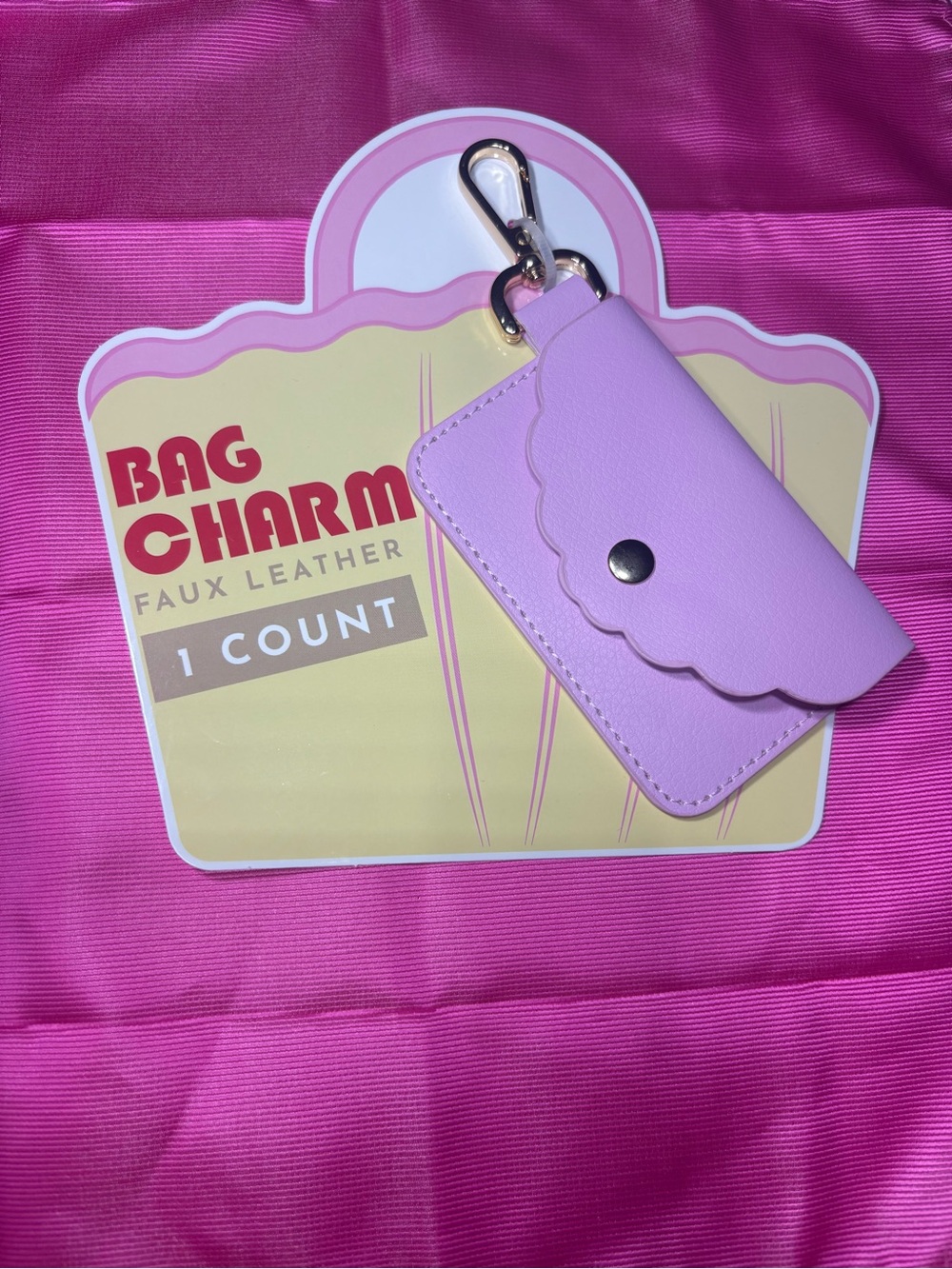 New Faux Leather Pink Bag Charm Key Wallet